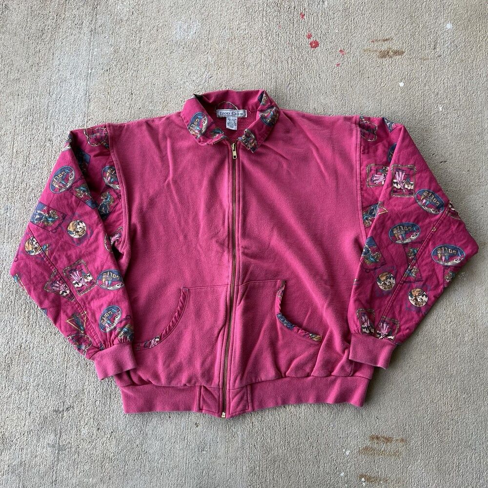 Women’s Vintage IZOD Club Golf Pink Zip Up Jacket Size Medium